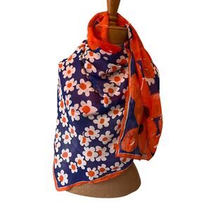 Vintage Vera Neumann floral ex large scarf wrap shawl daisy flowers Summer 43x43